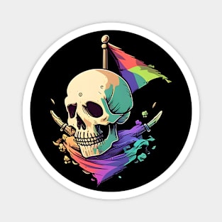 Vibrant Pirate Skull And Bones Magnet